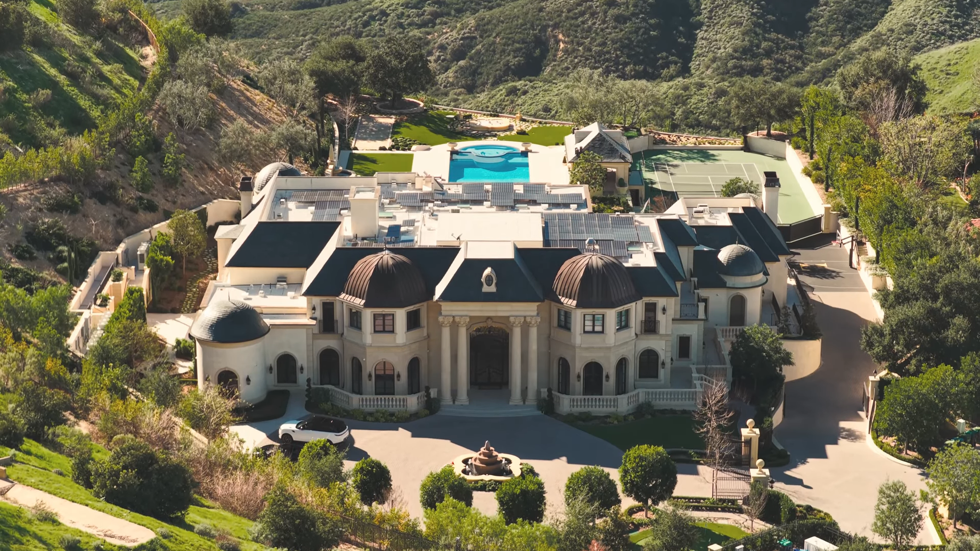 Aerial view of maintained frontage and grounds
